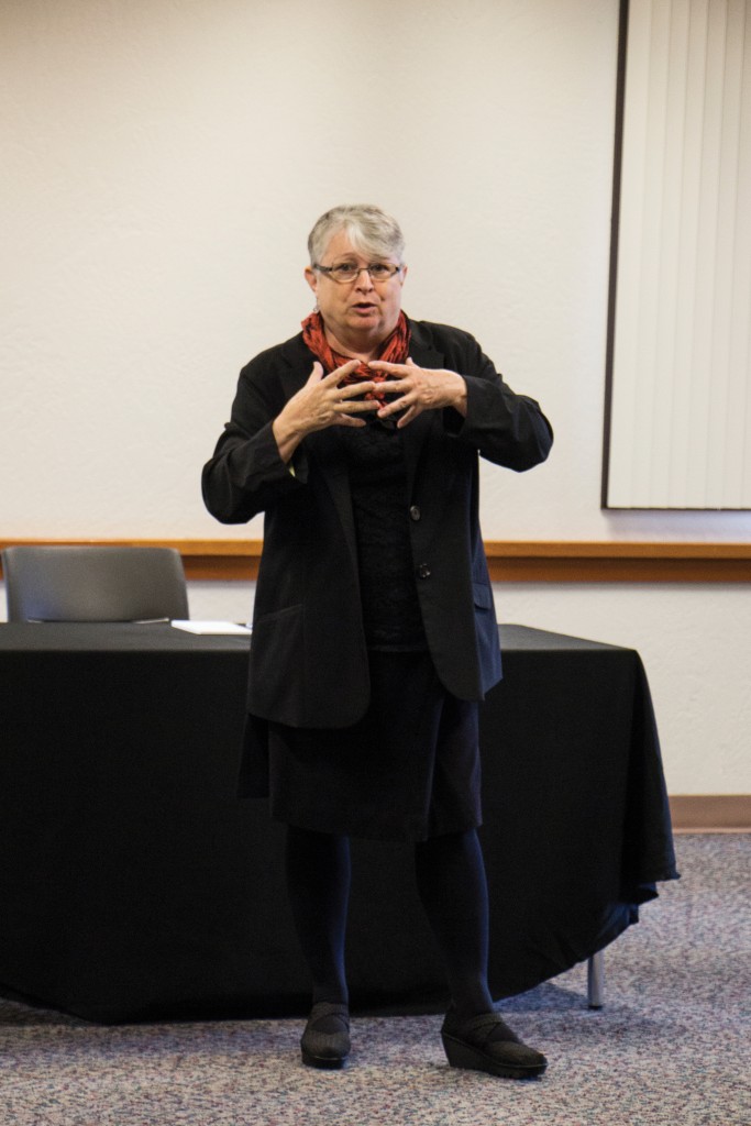 Sharon Buck during her public forum at the PUB conference room. Photo by Giovanni Roverso