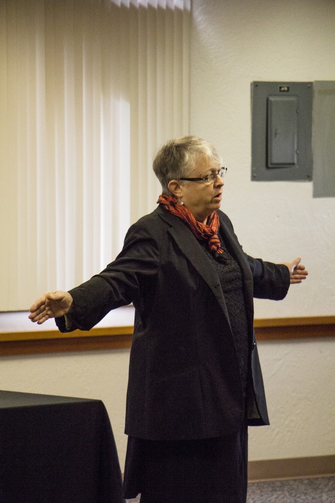 Buck at her public forum at Peninsula College. Photo by Giovanni Roverso.