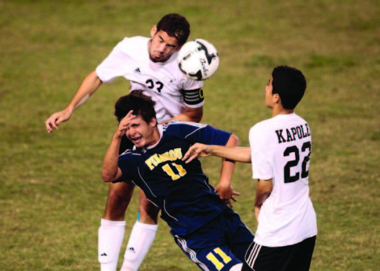 Centerback Lyric DeLeon heading a ball in Hawaii. - Photo courtesy of staradvertiser.com