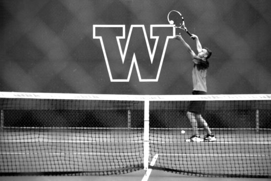 Matthew Richards serving during the Boys 2A state tennis tournament at the at the Nordstrom Tennis Center at the University of Washington. - Photo courtesy of Tim Richards